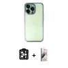 MARSİLYAN™- iPhone 14 Pro Max Kılıf Vadi Minimal - Siyah Bilvis 3D Mat Cam Ekran Koruyucu + PVD Metal Kamera Lens - TU