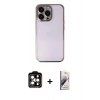 MARSİLYAN™- iPhone 14 Pro Max Kılıf Vadi Minimal - Siyah Bilvis 3D Mat Cam Ekran Koruyucu + PVD Metal Kamera Lens - TU
