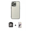 MARSİLYAN™- iPhone 14 Pro Max Kılıf Vadi Minimal - Siyah Bilvis 3D Mat Cam Ekran Koruyucu + PVD Metal Kamera Lens - TU