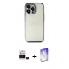 MARSİLYAN™- iPhone 14 Pro Max Kılıf Vadi Minimal - Siyah Bilvis 5in1 3D Magic Cam Ekran Koruyucu + Bilvis Titan Kamera Lens - DNMR