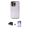 MARSİLYAN™- iPhone 14 Pro Max Kılıf Vadi Minimal - Siyah Bilvis 5in1 3D Magic Cam Ekran Koruyucu + Raze Metal Kamera Lens - GD