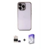 MARSİLYAN™- iPhone 14 Pro Max Kılıf Vadi Minimal - Siyah Bilvis 5in1 3D Magic Cam Ekran Koruyucu + Bilvis Titan Kamera Lens - SH
