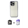 MARSİLYAN™- iPhone 14 Pro Max Kılıf Vadi Minimal - Siyah Bilvis 5in1 3D Magic Cam Ekran Koruyucu + PVD Metal Kamera Lens - TU