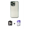 MARSİLYAN™- iPhone 14 Pro Max Kılıf Vadi Minimal - Siyah Bilvis 5in1 3D Magic Cam Ekran Koruyucu + PVD Metal Kamera Lens - TU