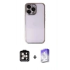 MARSİLYAN™- iPhone 14 Pro Max Kılıf Vadi Minimal - Siyah Bilvis 5in1 3D Magic Cam Ekran Koruyucu + PVD Metal Kamera Lens - TU