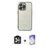 MARSİLYAN™- iPhone 14 Pro Max Kılıf Vadi Minimal - Siyah Bilvis 5in1 3D Magic Cam Ekran Koruyucu + PVD Metal Kamera Lens - TU