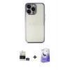 MARSİLYAN™- iPhone 14 Pro Max Kılıf Vadi Minimal - Siyah Bilvis 5in1 5D Magic Hayalet Cam Ekran Koruyucu + Bilvis Titan Kamera Lens - GS