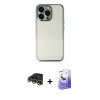 MARSİLYAN™- iPhone 14 Pro Max Kılıf Vadi Minimal - Siyah Bilvis 5in1 5D Magic Hayalet Cam Ekran Koruyucu + Gold Raze Metal Kamera Lens