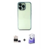 MARSİLYAN™- iPhone 14 Pro Max Kılıf Vadi Minimal - Siyah Bilvis 5in1 5D Magic Hayalet Cam Ekran Koruyucu + Siyah Bilvis Titan Kamera Lens