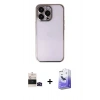 MARSİLYAN™- iPhone 14 Pro Max Kılıf Vadi Minimal - Siyah Bilvis 5in1 5D Magic Hayalet Cam Ekran Koruyucu + Siyah Bilvis Titan Kamera Lens
