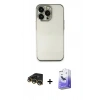 MARSİLYAN™- iPhone 14 Pro Max Kılıf Vadi Minimal - Siyah Bilvis 5in1 5D Magic Hayalet Cam Ekran Koruyucu + Gold Raze Metal Kamera Lens