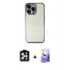 MARSİLYAN™- iPhone 14 Pro Max Kılıf Vadi Minimal - Siyah Bilvis 5in1 5D Magic Hayalet Cam Ekran Koruyucu + PVD Metal Kamera Lens - TU