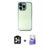 MARSİLYAN™- iPhone 14 Pro Max Kılıf Vadi Minimal - Siyah Bilvis 5in1 5D Magic Hayalet Cam Ekran Koruyucu + PVD Metal Kamera Lens - TU