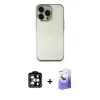 MARSİLYAN™- iPhone 14 Pro Max Kılıf Vadi Minimal - Siyah Bilvis 5in1 5D Magic Hayalet Cam Ekran Koruyucu + PVD Metal Kamera Lens - TU