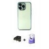 MARSİLYAN™- iPhone 14 Pro Max Kılıf Vadi Minimal - Siyah Bilvis 5in1 5D Magic Hayalet Cam Ekran Koruyucu + Gold Raze Metal Kamera Lens