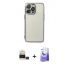 MARSİLYAN™- iPhone 14 Pro Max Kılıf Vadi Minimal - Siyah Bilvis 5in1 5D Magic Hayalet Cam Ekran Koruyucu + Siyah Bilvis Titan Kamera Lens