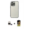 MARSİLYAN™- iPhone 14 Pro Max Kılıf Vadi Minimal - Siyah Buffer Cam Ekran Koruyucu + Gümüş Bilvis Titan Kamera Lens