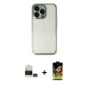 MARSİLYAN™- iPhone 14 Pro Max Kılıf Vadi Minimal - Siyah Buffer Cam Ekran Koruyucu + Gümüş Bilvis Titan Kamera Lens