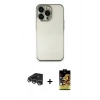 MARSİLYAN™- iPhone 14 Pro Max Kılıf Vadi Minimal - Siyah Buffer Cam Ekran Koruyucu + Gümüş Raze Metal Kamera Lens
