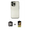 MARSİLYAN™- iPhone 14 Pro Max Kılıf Vadi Minimal - Siyah Buffer Cam Ekran Koruyucu + PVD Metal Kamera Lens - TU