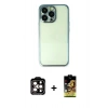 MARSİLYAN™- iPhone 14 Pro Max Kılıf Vadi Minimal - Siyah Buffer Cam Ekran Koruyucu + PVD Metal Kamera Lens - TU