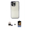 MARSİLYAN™- iPhone 14 Pro Max Kılıf Vadi Minimal - Siyah Buffer Hayalet Cam Ekran Koruyucu + Bilvis Titan Kamera Lens - SH