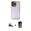 MARSİLYAN™- iPhone 14 Pro Max Kılıf Vadi Minimal - Siyah Buffer Hayalet Cam Ekran Koruyucu + Bilvis Titan Kamera Lens - SH