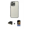 MARSİLYAN™- iPhone 14 Pro Max Kılıf Vadi Minimal - Siyah Buffer Hayalet Cam Ekran Koruyucu + Raze Metal Kamera Lens - GD