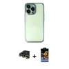 MARSİLYAN™- iPhone 14 Pro Max Kılıf Vadi Minimal - Siyah Buffer Hayalet Cam Ekran Koruyucu + Raze Metal Kamera Lens - GD