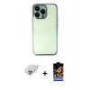 MARSİLYAN™- iPhone 14 Pro Max Kılıf Vadi Minimal - Siyah Buffer Hayalet Cam Ekran Koruyucu + Gümüş Band Metal Kamera Lens