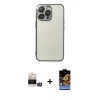MARSİLYAN™- iPhone 14 Pro Max Kılıf Vadi Minimal - Siyah Buffer Hayalet Cam Ekran Koruyucu + Bilvis Titan Kamera Lens - GS