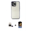 MARSİLYAN™- iPhone 14 Pro Max Kılıf Vadi Minimal - Siyah Buffer Hayalet Cam Ekran Koruyucu + Bilvis Titan Kamera Lens - GS