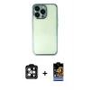 MARSİLYAN™- iPhone 14 Pro Max Kılıf Vadi Minimal - Siyah Buffer Hayalet Cam Ekran Koruyucu + PVD Metal Kamera Lens - TU