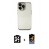 MARSİLYAN™- iPhone 14 Pro Max Kılıf Vadi Minimal - Siyah Buffer Hayalet Cam Ekran Koruyucu + PVD Metal Kamera Lens - TU