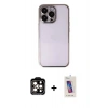 MARSİLYAN™- iPhone 14 Pro Max Kılıf Vadi Minimal - Siyah Joko 5D Cam + PVD Metal Kamera Lens - TU