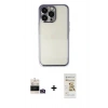 MARSİLYAN™- iPhone 14 Pro Max Kılıf Vadi Minimal - Siyah Mat Seramik Nano Ekran Koruyucu + Bilvis Titan Kamera Lens - GD
