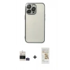 MARSİLYAN™- iPhone 14 Pro Max Kılıf Vadi Minimal - Siyah Mat Seramik Nano Ekran Koruyucu + Gümüş Bilvis Titan Kamera Lens
