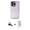 MARSİLYAN™- iPhone 14 Pro Max Kılıf Vadi Minimal - Siyah Mat Seramik Nano Ekran Koruyucu + Gümüş Bilvis Titan Kamera Lens
