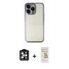 MARSİLYAN™- iPhone 14 Pro Max Kılıf Vadi Minimal - Siyah Mat Seramik Nano Ekran Koruyucu + PVD Metal Kamera Lens - TU