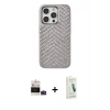 MARSİLYAN™- iPhone 14 Pro Max Kılıf Vadi Özel Seri - Şeffaf Pasifik Cam Ekran Koruyucu + Derin Mor Bilvis Titan Kamera Lens