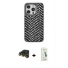 MARSİLYAN™- iPhone 14 Pro Max Kılıf Vadi Özel Seri - Şeffaf Pasifik Cam Ekran Koruyucu + Gold Raze Metal Kamera Lens
