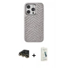 MARSİLYAN™- iPhone 14 Pro Max Kılıf Vadi Özel Seri - Şeffaf Pasifik Cam Ekran Koruyucu + Gold Raze Metal Kamera Lens
