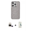 MARSİLYAN™- iPhone 14 Pro Max Kılıf Vadi Özel Seri - Şeffaf Pasifik Cam Ekran Koruyucu + Gümüş Bilvis Titan Kamera Lens