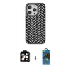 MARSİLYAN™- iPhone 14 Pro Max Kılıf Vadi Özel Seri - Siyah 18D Cam Ekran Koruyucu + PVD Metal Kamera Lens - TU