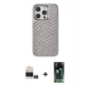 MARSİLYAN™- iPhone 14 Pro Max Kılıf Vadi Özel Seri - Siyah 360 Mat Full Body Arka Koruyucu + Gold Bilvis Titan Kamera Lens