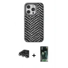 MARSİLYAN™- iPhone 14 Pro Max Kılıf Vadi Özel Seri - Siyah 360 Mat Full Body Arka Koruyucu + Gümüş Raze Metal Kamera Lens