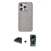 MARSİLYAN™- iPhone 14 Pro Max Kılıf Vadi Özel Seri - Siyah 360 Mat Full Body Arka Koruyucu + Gümüş Raze Metal Kamera Lens