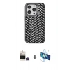 MARSİLYAN™- iPhone 14 Pro Max Kılıf Vadi Özel Seri - Siyah 3D Antistatik Cam Ekran Koruyucu + Bilvis Titan Kamera Lens - DNMR