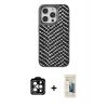 MARSİLYAN™- iPhone 14 Pro Max Kılıf Vadi Özel Seri - Siyah 6D Mat Seramik Hayalet Nano Ekran Koruyucu + Turuncu PVD Metal Kamera Lens