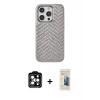 MARSİLYAN™- iPhone 14 Pro Max Kılıf Vadi Özel Seri - Siyah 6D Mat Seramik Hayalet Nano Ekran Koruyucu + Turuncu PVD Metal Kamera Lens